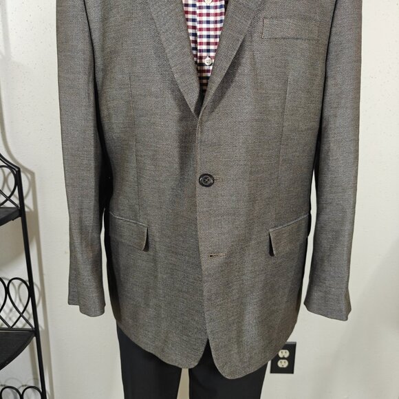 Lauren Ralph Lauren Mens Sport Coat Blazer Two Button Brown Gray Herringbone 44L - Picture 8 of 15